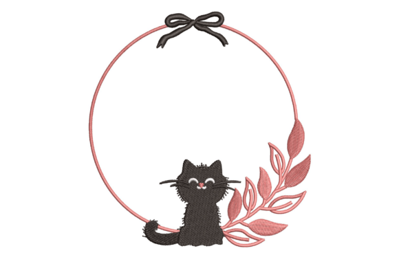 Black Cat Bowed Crest Border Custom