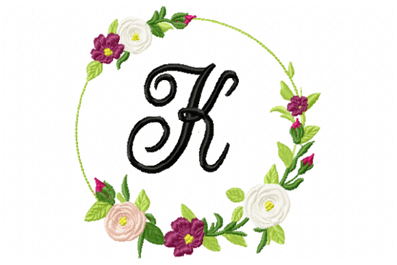 Frame Roses Monogram Letter K: A Charming Touch for Seasonal Embroidery
