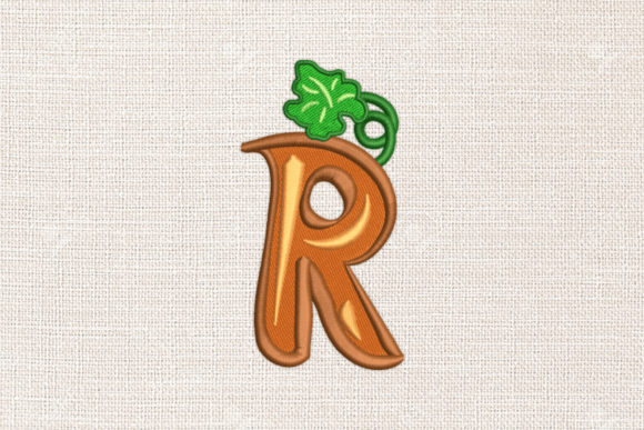 Letter R Autumn Monograms: A Seasonal Embroidery Design for Business Branding